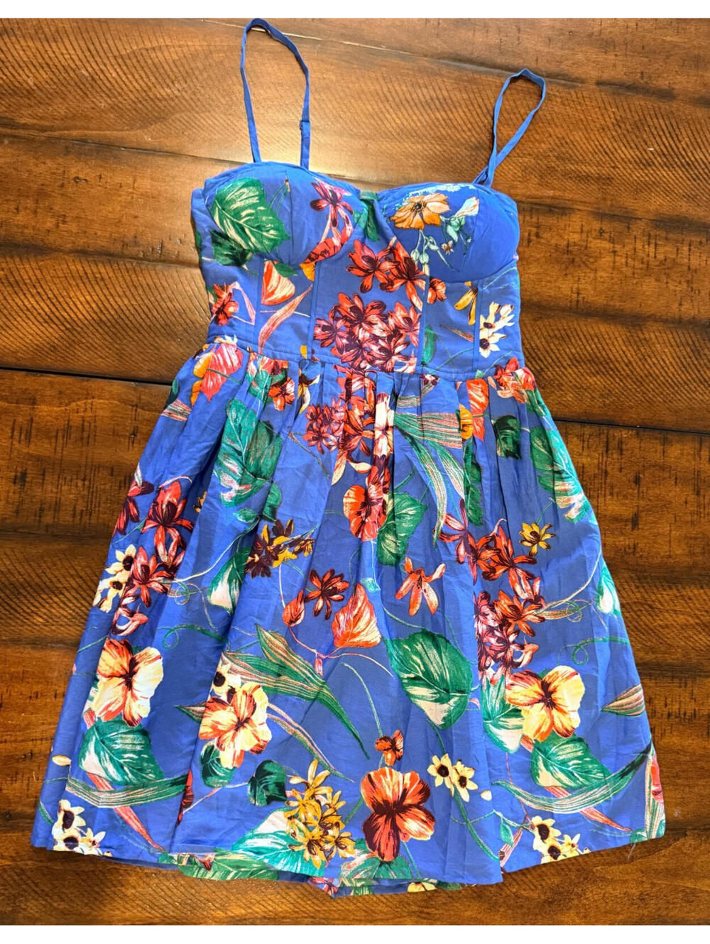 BOG Collective Blue Floral Bustier Sundress - Size Small